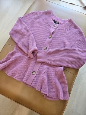 41 Hawthorn Lilac Peplum Knit Cardigan Button Front | Stitch Fix